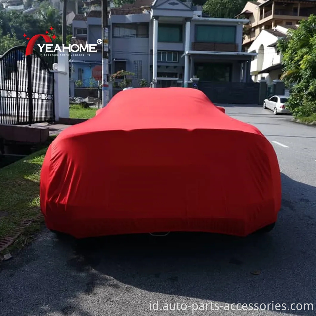 Cover mobil indoor super lembut logo cetak elastis elastis penutup otomatis napas